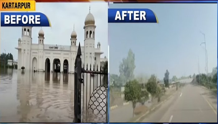 بھارتی آبی جارحیت سے زیر آب کرتار پور ا حاطے سے پانی کی نکاسی مکمل، مرکزی شاہراہ ٹریفک کیلئے بحال