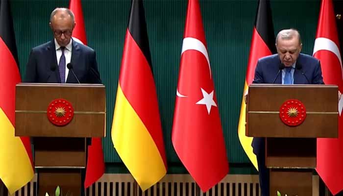 ترک صدر کی اسرائیل کا ساتھ دینے پر جرمن چانسلر کیساتھ پریس کانفرنس میں ان پر تنقید